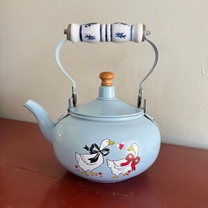 VTG Blue Goose Tea Kettle Cottagecore Farmhouse Country Kitchen Decor